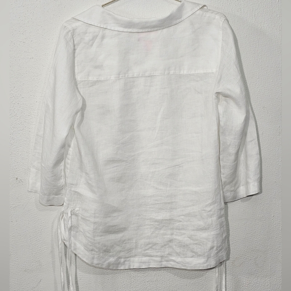 Isaac Mizrahi White Linen Top - Picture 4 of 10